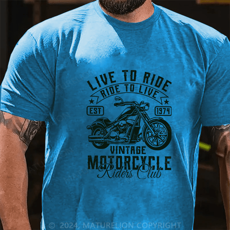 Maturelion Men's T-Shirt Live To Ride Cotton T-Shirt