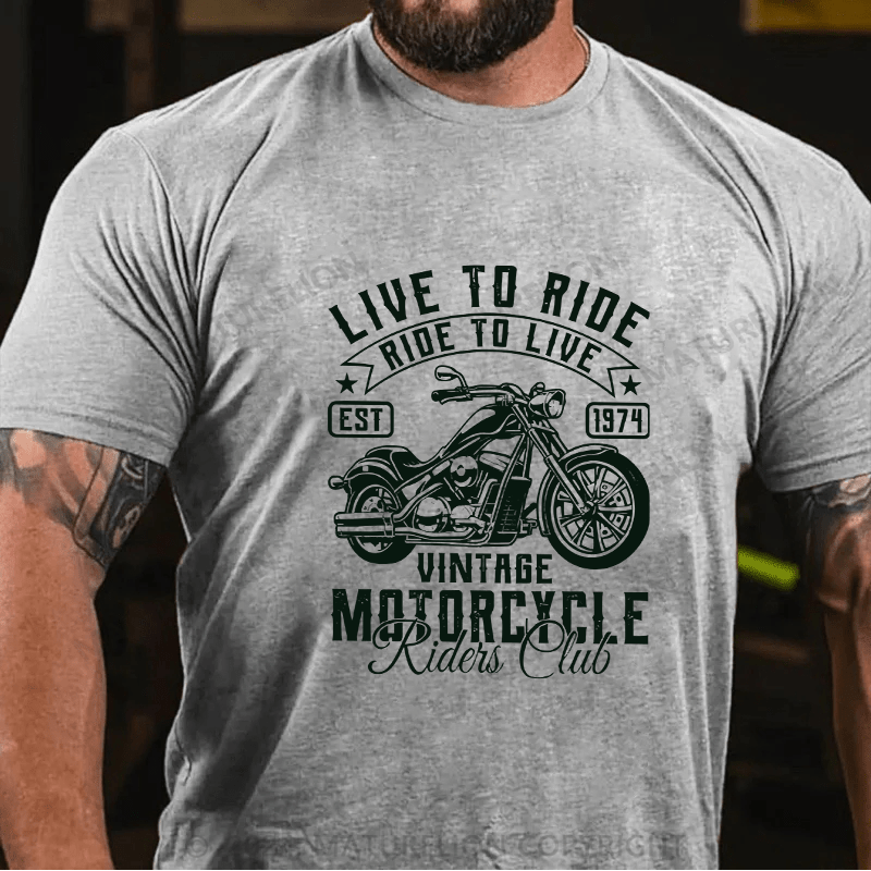 Maturelion Men's T-Shirt Live To Ride Cotton T-Shirt