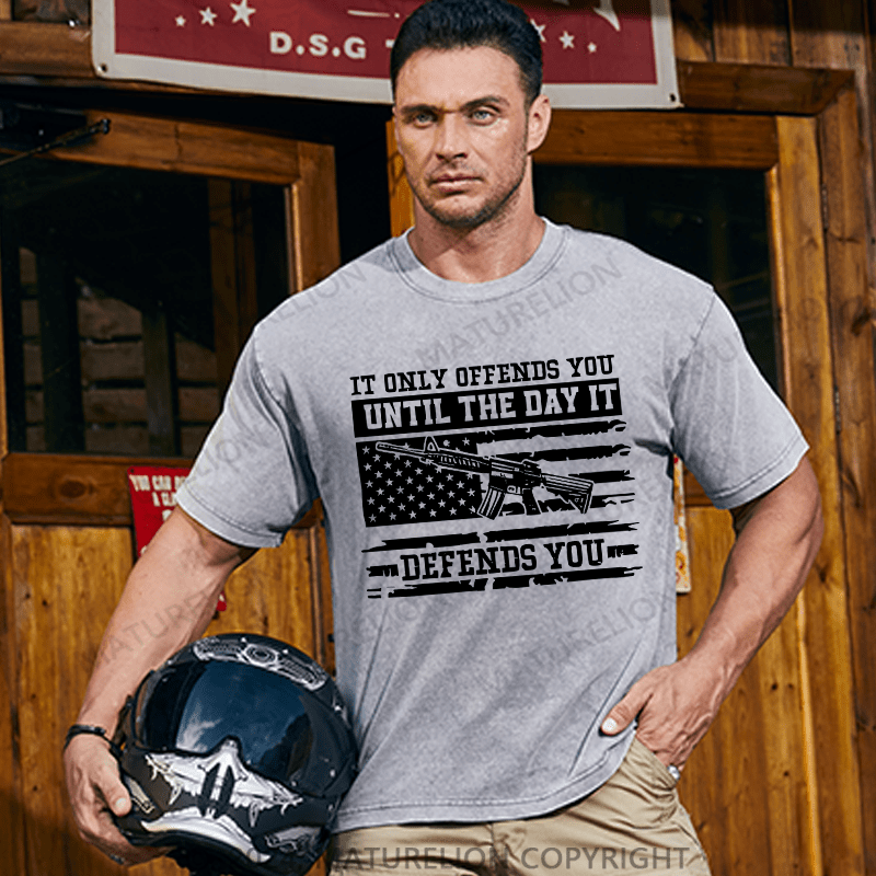Maturelion Men's T-Shirt It Only Offends You Defends You Cotton T-Shirt