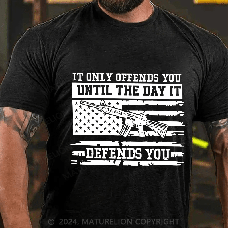 Maturelion Men's T-Shirt It Only Offends You Defends You Cotton T-Shirt