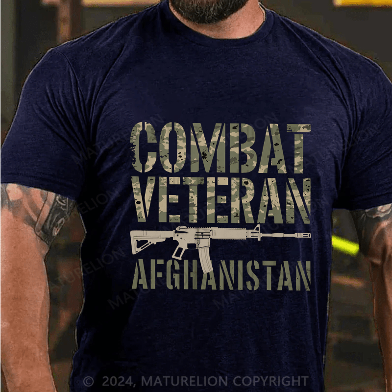 Maturelion Men's T-Shirt Combat Veteran Afghanistan Cotton T-Shirt