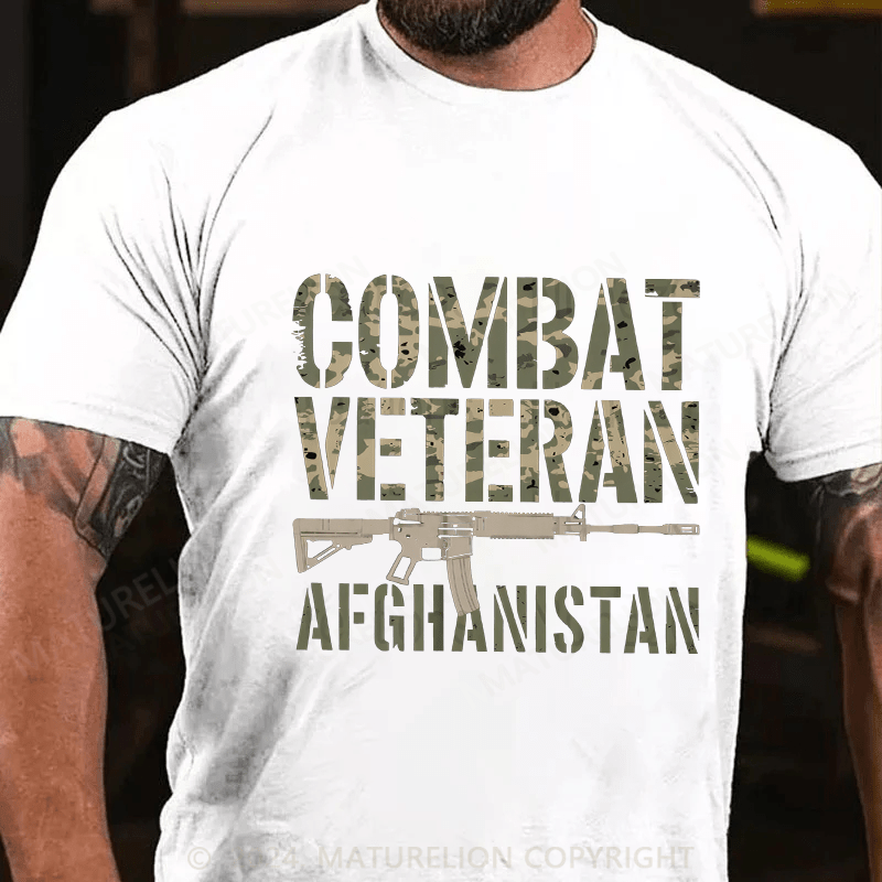 Maturelion Men's T-Shirt Combat Veteran Afghanistan Cotton T-Shirt