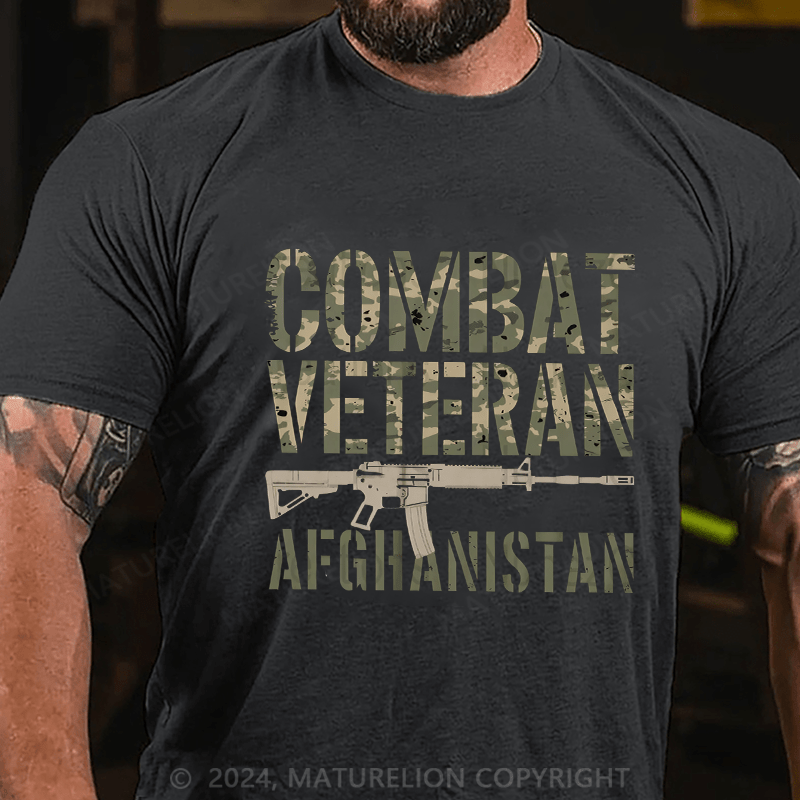 Maturelion Men's T-Shirt Combat Veteran Afghanistan Cotton T-Shirt