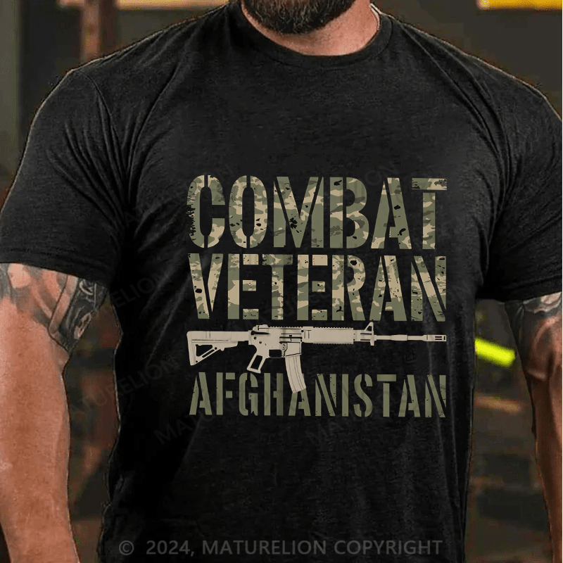 Maturelion Men's T-Shirt Combat Veteran Afghanistan Cotton T-Shirt
