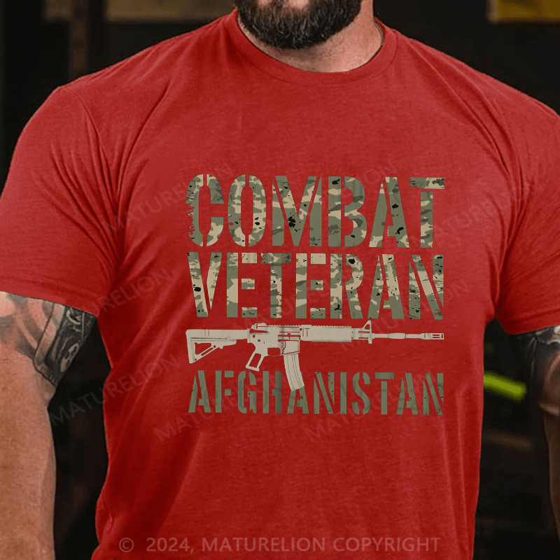 Maturelion Men's T-Shirt Combat Veteran Afghanistan Cotton T-Shirt