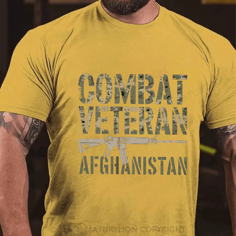 Maturelion Men's T-Shirt Combat Veteran Afghanistan Cotton T-Shirt