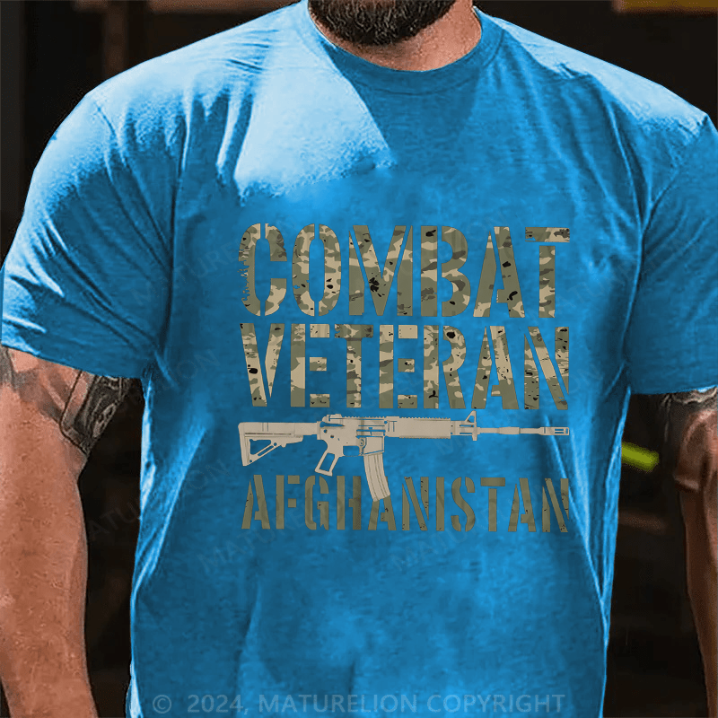 Maturelion Men's T-Shirt Combat Veteran Afghanistan Cotton T-Shirt