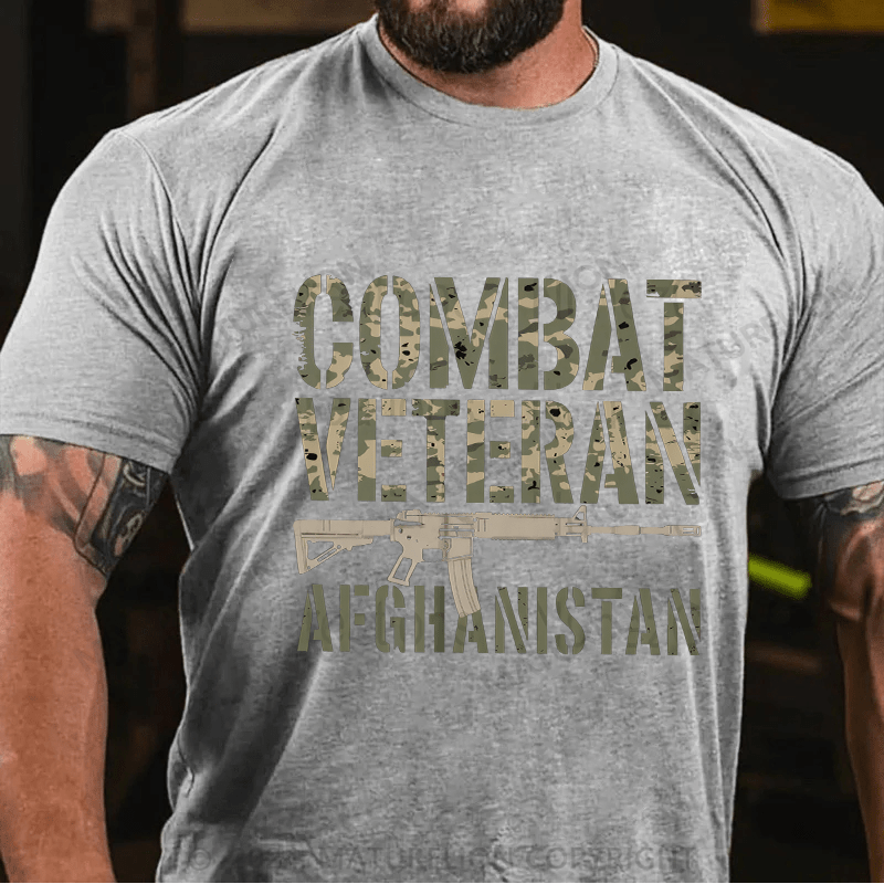Maturelion Men's T-Shirt Combat Veteran Afghanistan Cotton T-Shirt