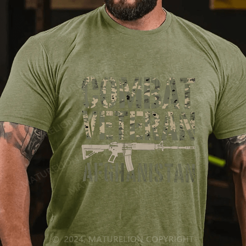 Maturelion Men's T-Shirt Combat Veteran Afghanistan Cotton T-Shirt