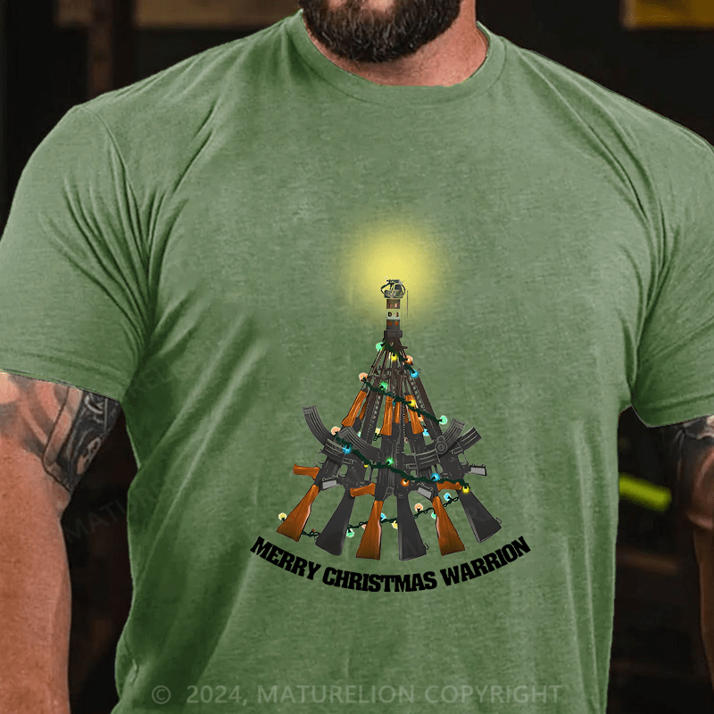 Maturelion Christmas T-Shirt Merry Christmas Warrior Cotton T-Shirt