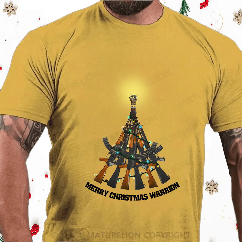 Maturelion Christmas T-Shirt Merry Christmas Warrior Cotton T-Shirt