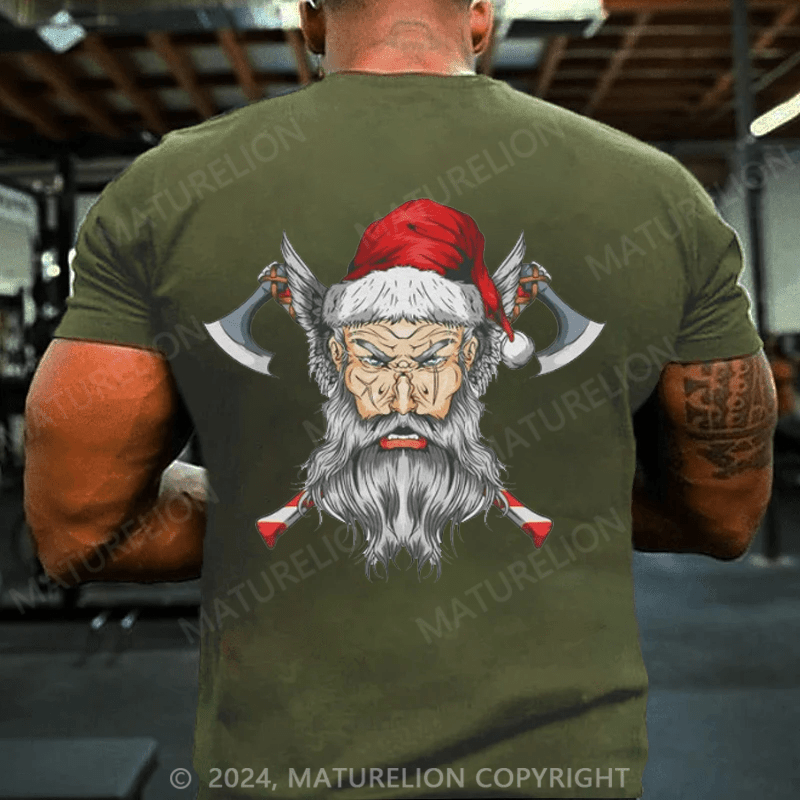 Maturelion Christmas T-Shirt Santa Viking T-shirt
