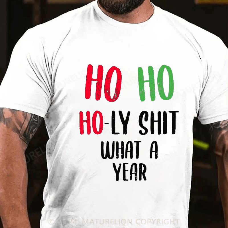 Maturelion Christmas T-Shirt Ho Ho Holy Crap Merch&Gifts for Sale