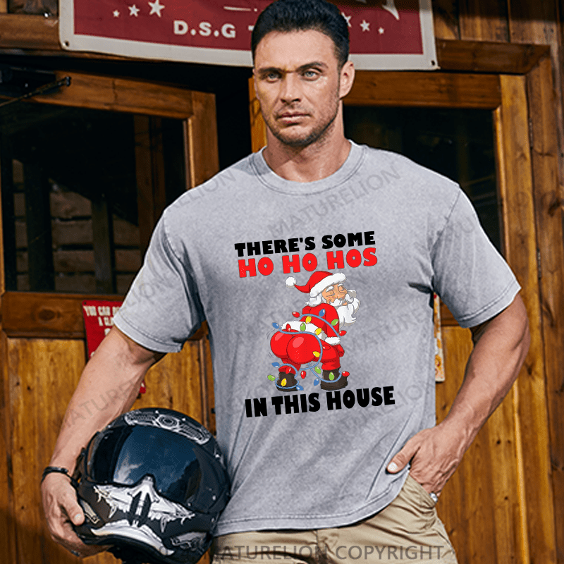 Maturelion Christmas T-Shirt Mens Twerking Santa Claus There's Some Ho Ho Hos In This House T-Shirt