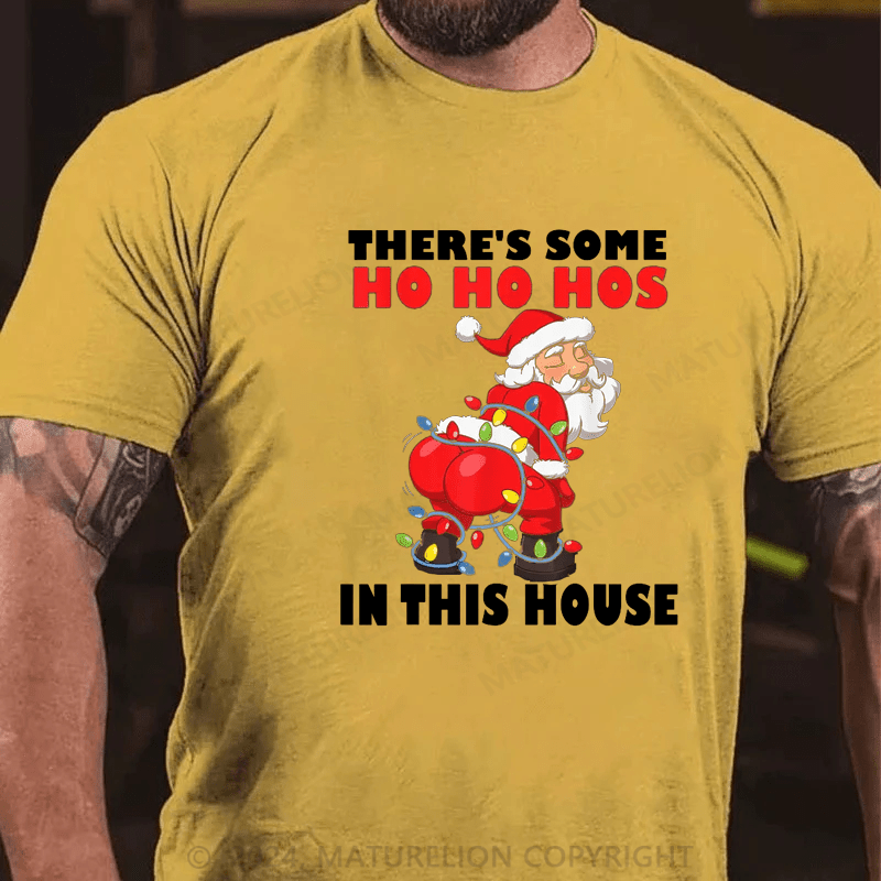 Maturelion Christmas T-Shirt Mens Twerking Santa Claus There's Some Ho Ho Hos In This House T-Shirt