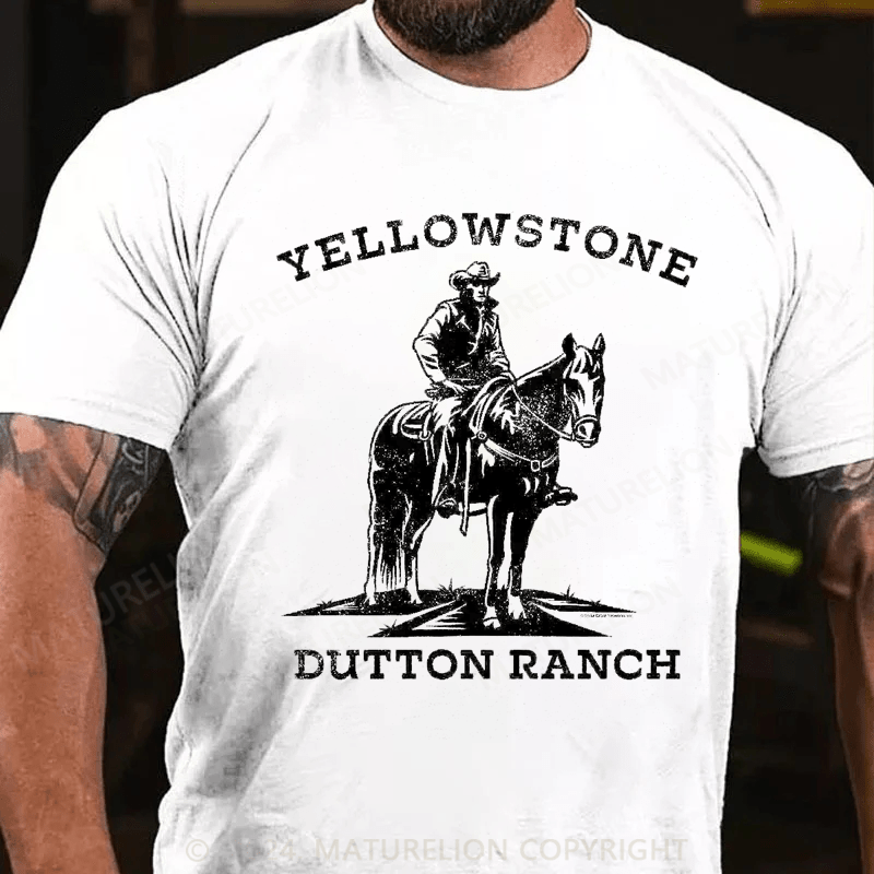 Maturelion Men's T-Shirt Yellowstone Dutton Ranch Cowboy Premium T-Shirt