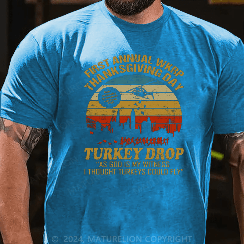 Maturelion Men's T-Shirt First Annual WKRP Thanksgiving Day Turkey Drop Vintage Retro T-Shirt