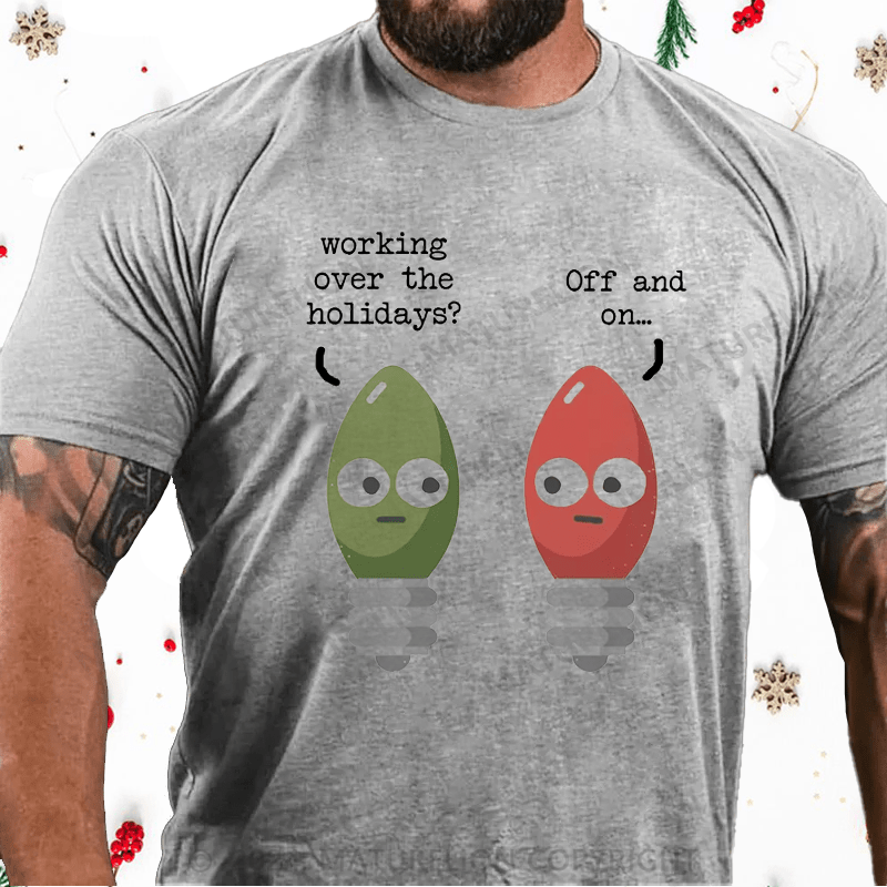 Maturelion Christmas T-Shirt Rerun Island Men's Christmas Working Holidays Short Sleeve Graphic Cotton T-Shirt