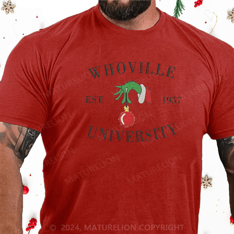 Maturelion Christmas T-Shirt Christmas Embroidery T-Shirt