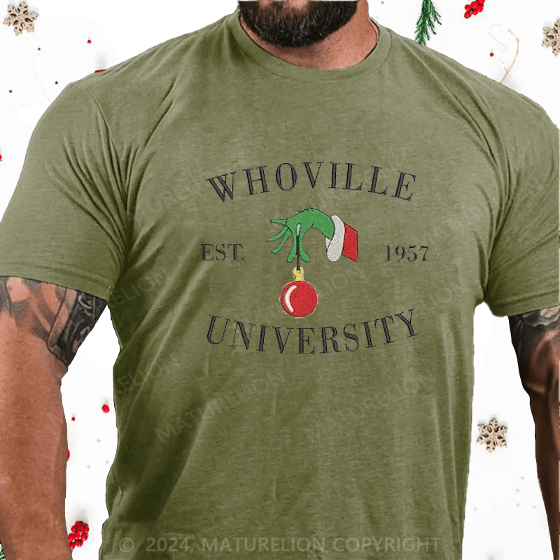 Maturelion Christmas T-Shirt Christmas Embroidery T-Shirt