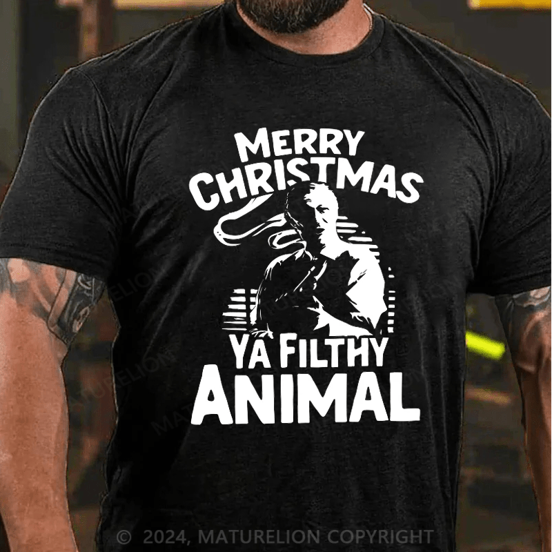Maturelion Christmas T-Shirt Merry Christmas Ya Filthy Animal T-Shirt
