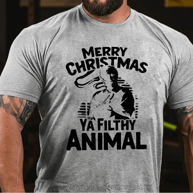 Maturelion Christmas T-Shirt Merry Christmas Ya Filthy Animal T-Shirt