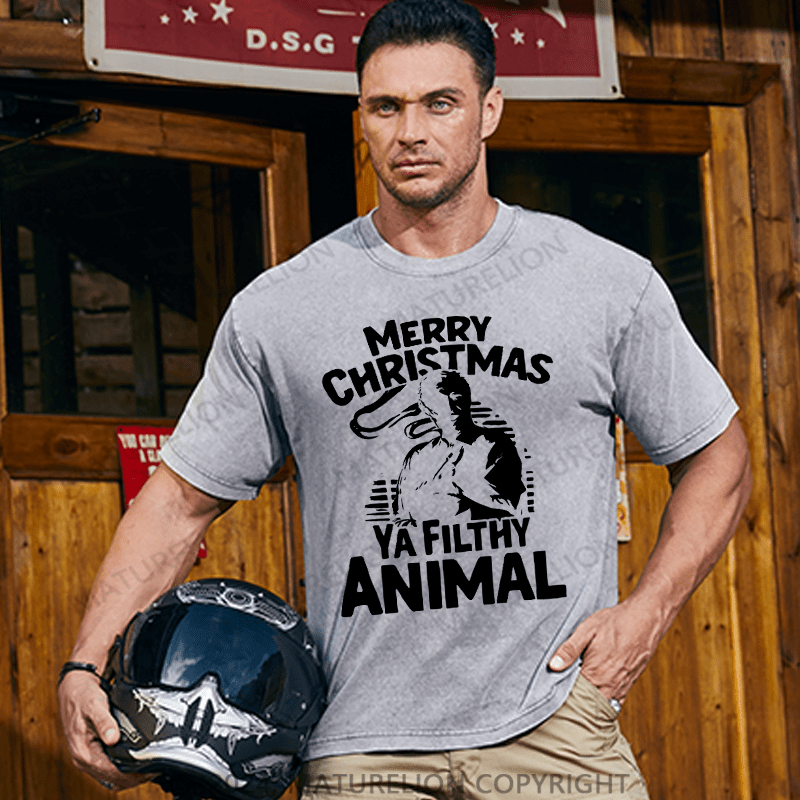 Maturelion Christmas T-Shirt Merry Christmas Ya Filthy Animal T-Shirt