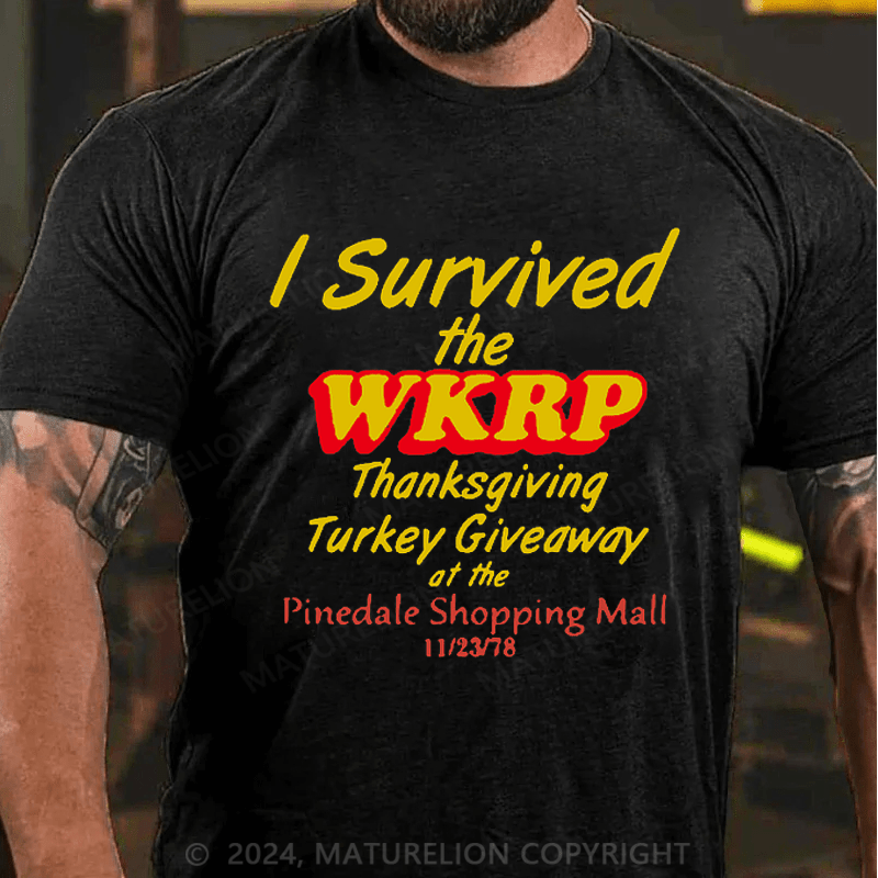 Maturelion Thanksgiving T-Shirt First Annual WKRP Turkey Drop With Les Nessman November 22 1978 T-Shirt