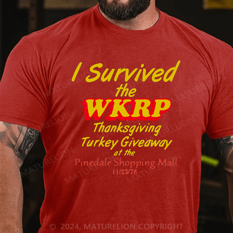 Maturelion Thanksgiving T-Shirt First Annual WKRP Turkey Drop With Les Nessman November 22 1978 T-Shirt