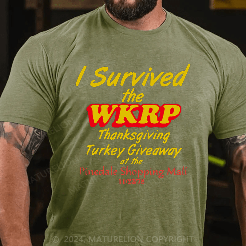 Maturelion Thanksgiving T-Shirt First Annual WKRP Turkey Drop With Les Nessman November 22 1978 T-Shirt
