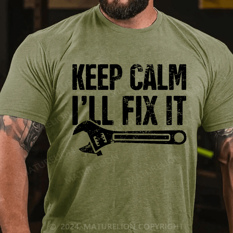 Maturelion Men's T-Shirt Keep Calm, I'll Fix It - Mechanic Essential T-Shirt