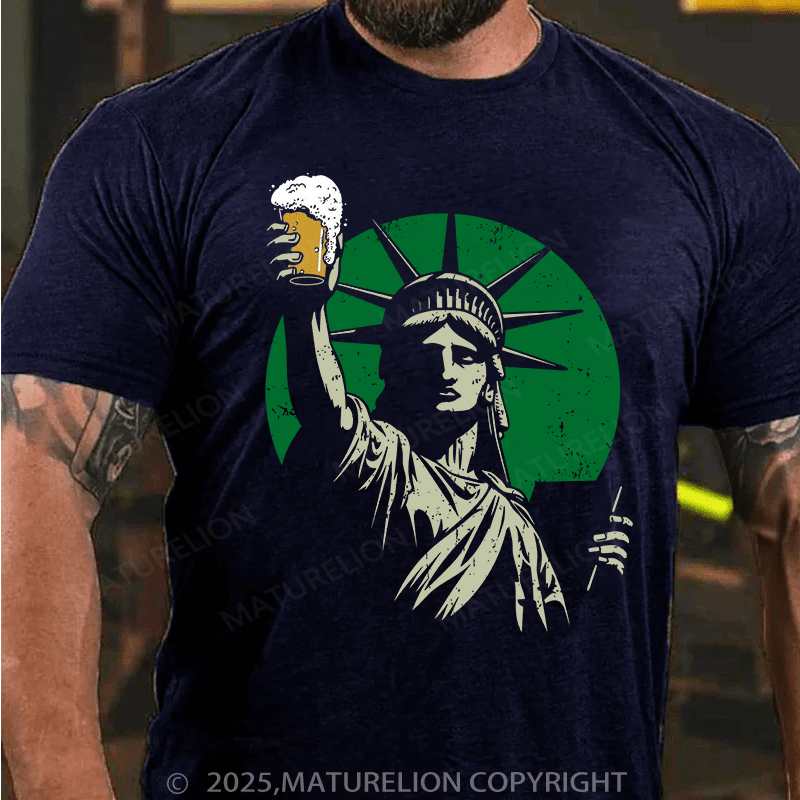 Maturelion St Patrick's T-shirt Statue Of Liberty Holding A Beer T-shirt