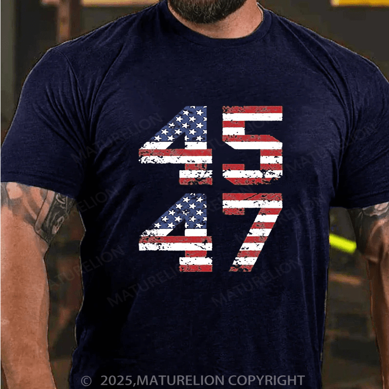 Maturelion Men's T-shirt 45-47 American Flag Shirt