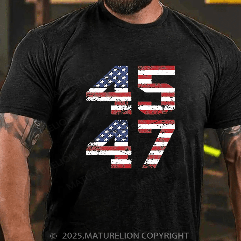 Maturelion Men's T-shirt 45-47 American Flag Shirt