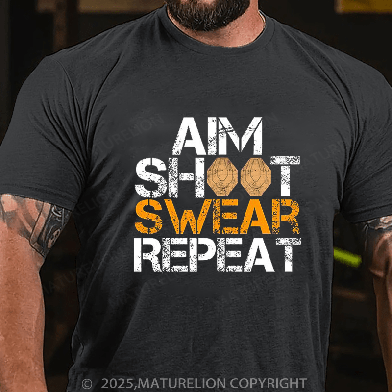 Maturelion Men's T-Shirt Aim Shoot Swear repeat Essential T-Shirt