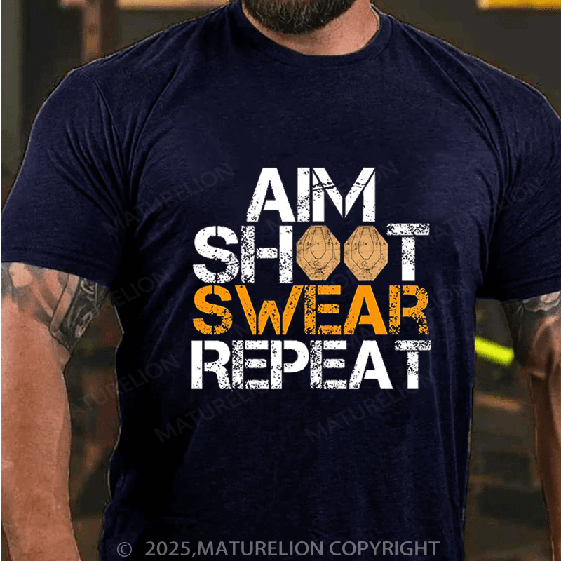 Maturelion Men's T-Shirt Aim Shoot Swear repeat Essential T-Shirt