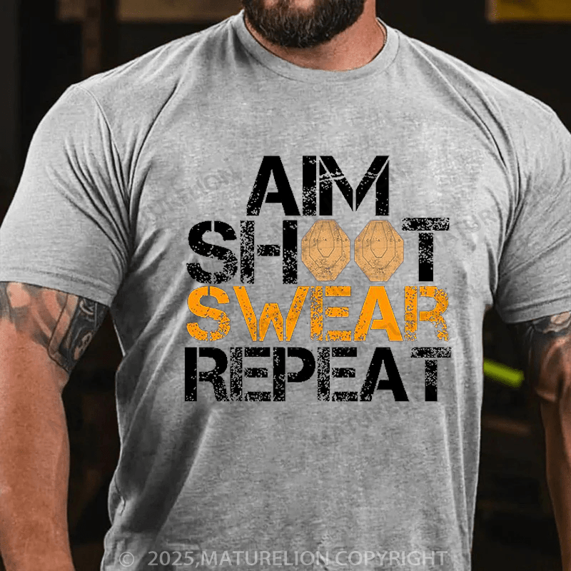 Maturelion Men's T-Shirt Aim Shoot Swear repeat Essential T-Shirt