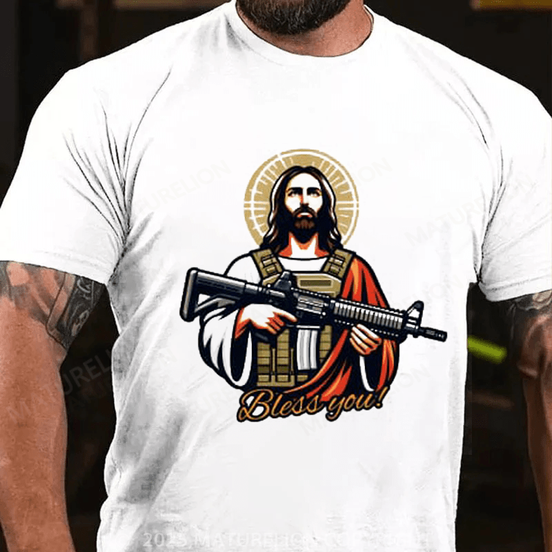 Maturelion Men's T-Shirt Jesus Tactical T-Shirt