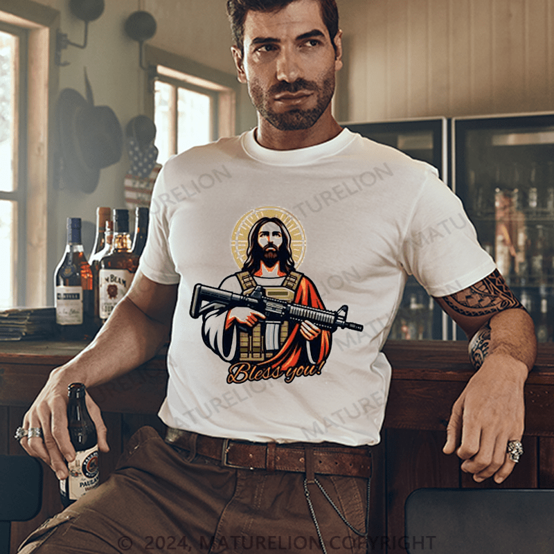 Maturelion Men's T-Shirt Jesus Tactical T-Shirt