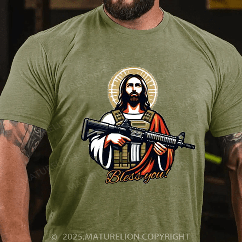 Maturelion Men's T-Shirt Jesus Tactical T-Shirt
