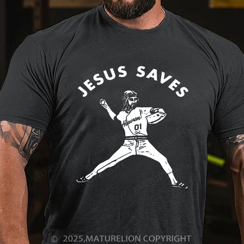 Maturelion Baseball T-Shirt Jesus Saves T-Shirt(Free Customization)