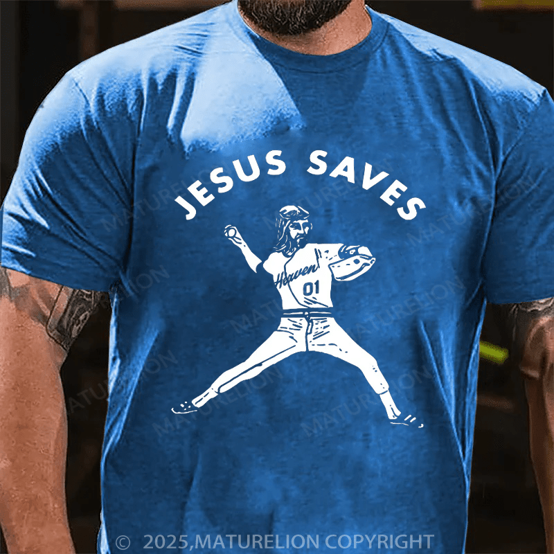Maturelion Baseball T-Shirt Jesus Saves T-Shirt(Free Customization)