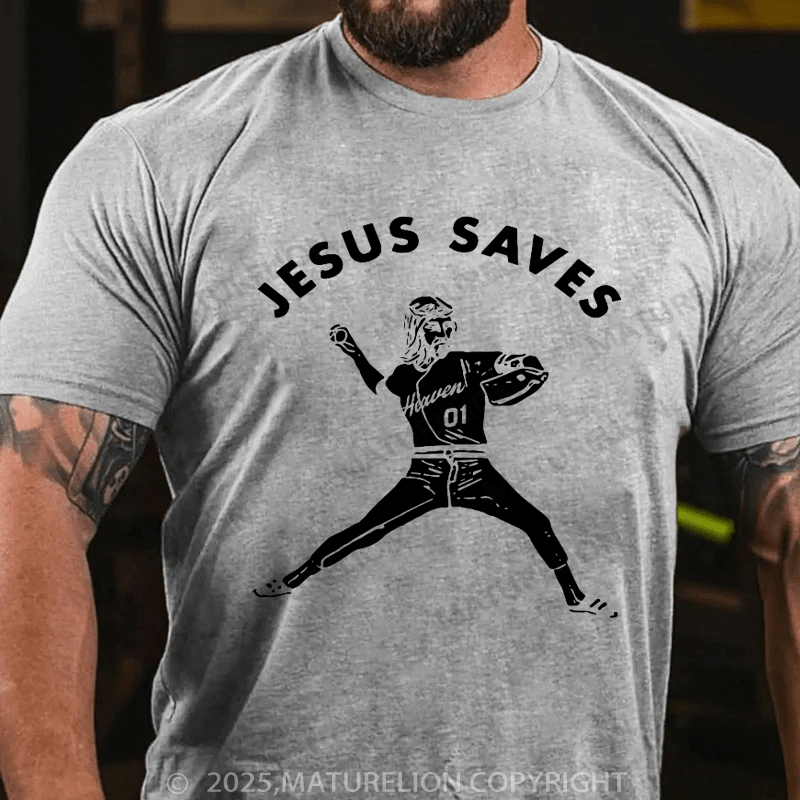 Maturelion Baseball T-Shirt Jesus Saves T-Shirt(Free Customization)