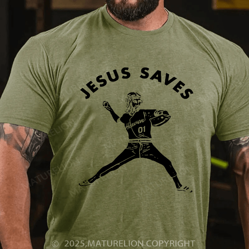 Maturelion Baseball T-Shirt Jesus Saves T-Shirt(Free Customization)