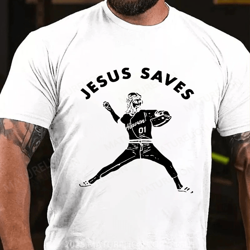 Maturelion Baseball T-Shirt Jesus Saves T-Shirt(Free Customization)