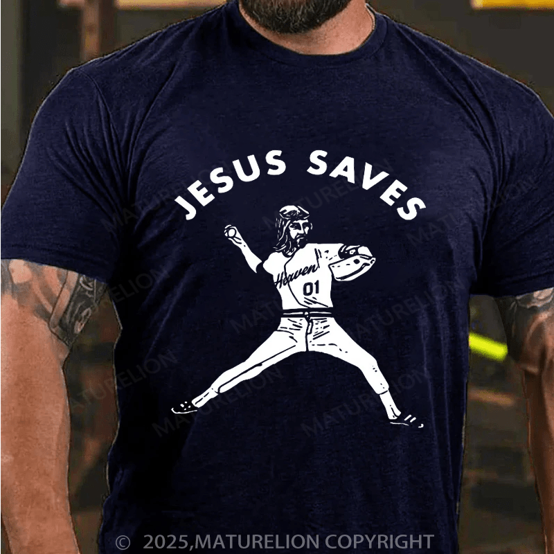 Maturelion Baseball T-Shirt Jesus Saves T-Shirt(Free Customization)