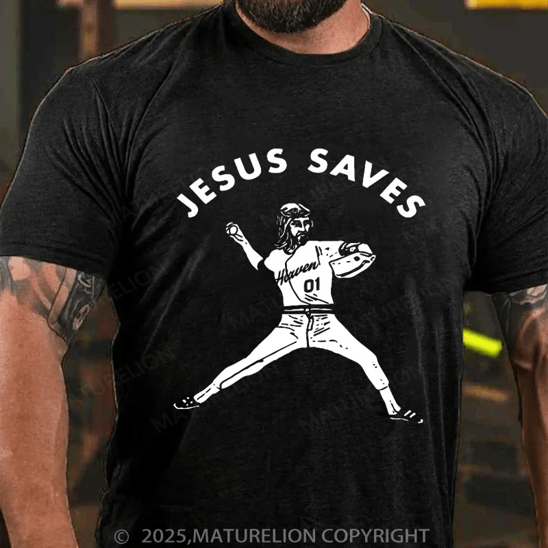 Maturelion Baseball T-Shirt Jesus Saves T-Shirt(Free Customization)