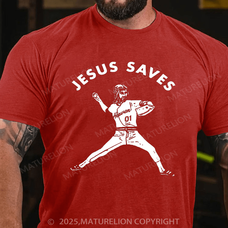 Maturelion Baseball T-Shirt Jesus Saves T-Shirt(Free Customization)