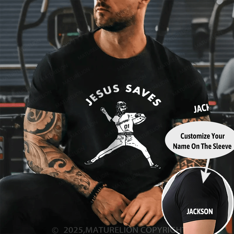 Maturelion Baseball T-Shirt Jesus Saves T-Shirt(Free Customization)