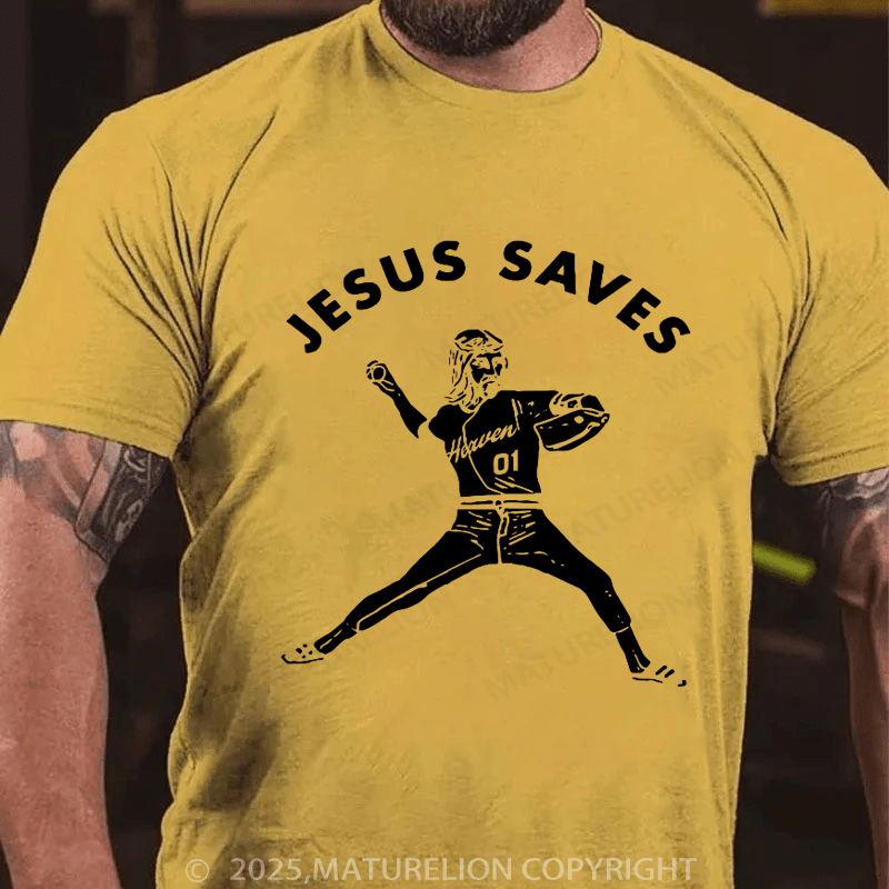 Maturelion Baseball T-Shirt Jesus Saves T-Shirt(Free Customization)